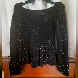 black blouse white polkadot